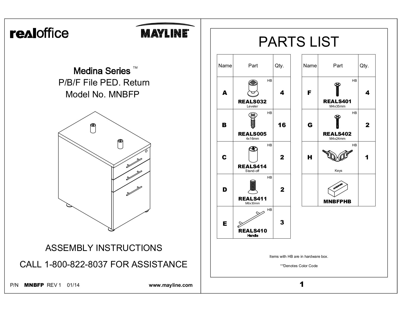 Mayline MNBFP User Manual