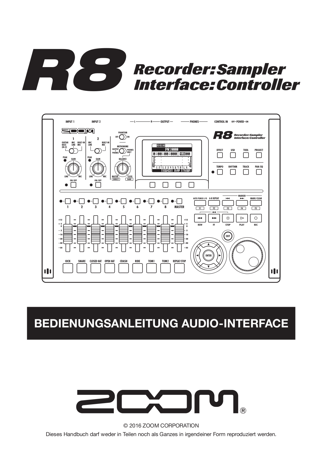 Zoom R8 AUDIO INTERFACE MANUAL