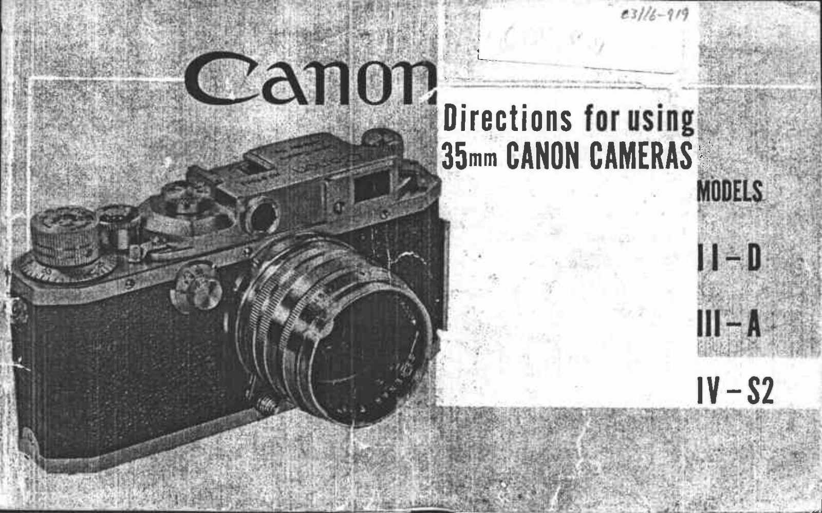 Canon II-D, III-A, IV-S2 User Manual