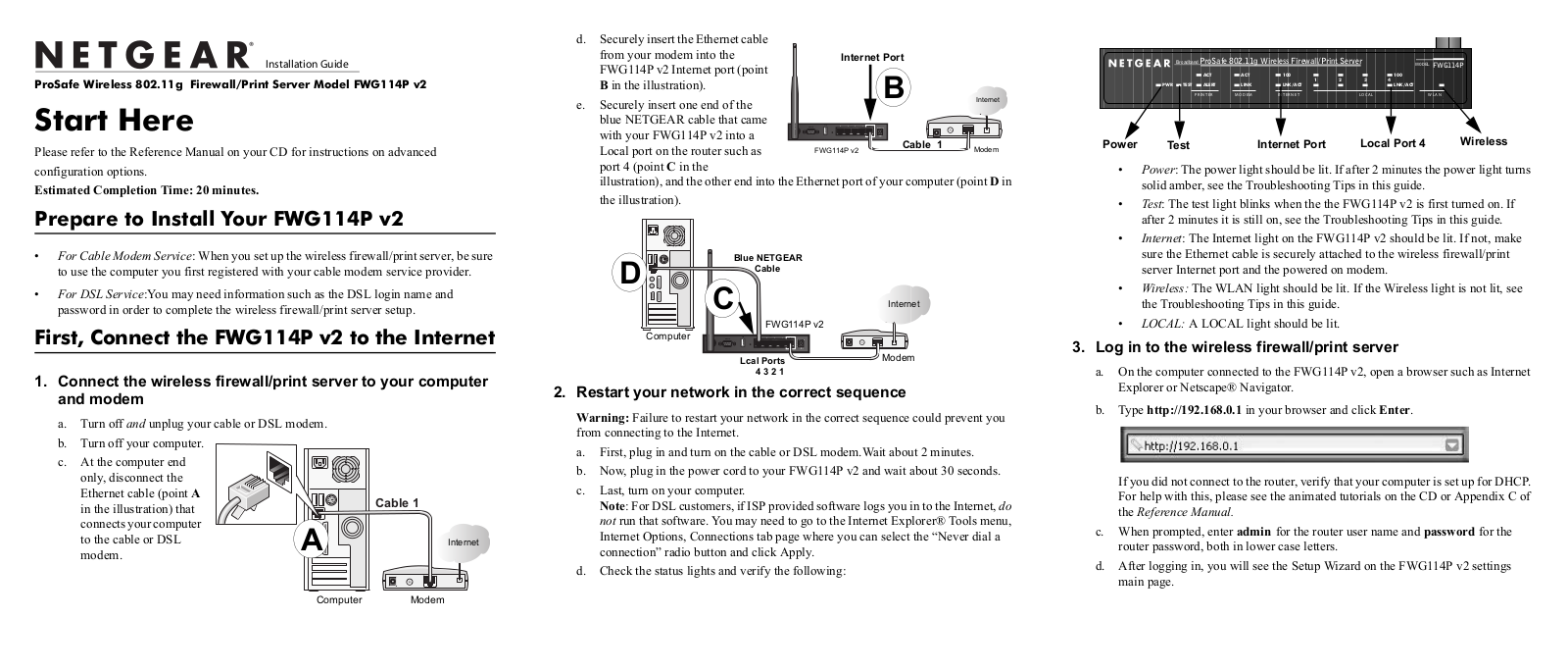 Netgear FWG114P Quick Start Manual