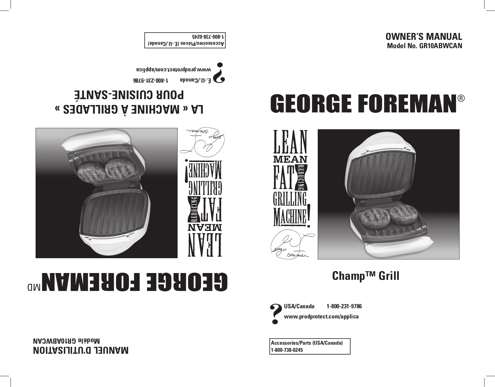 George Foreman GR10ABWCAN User Manual