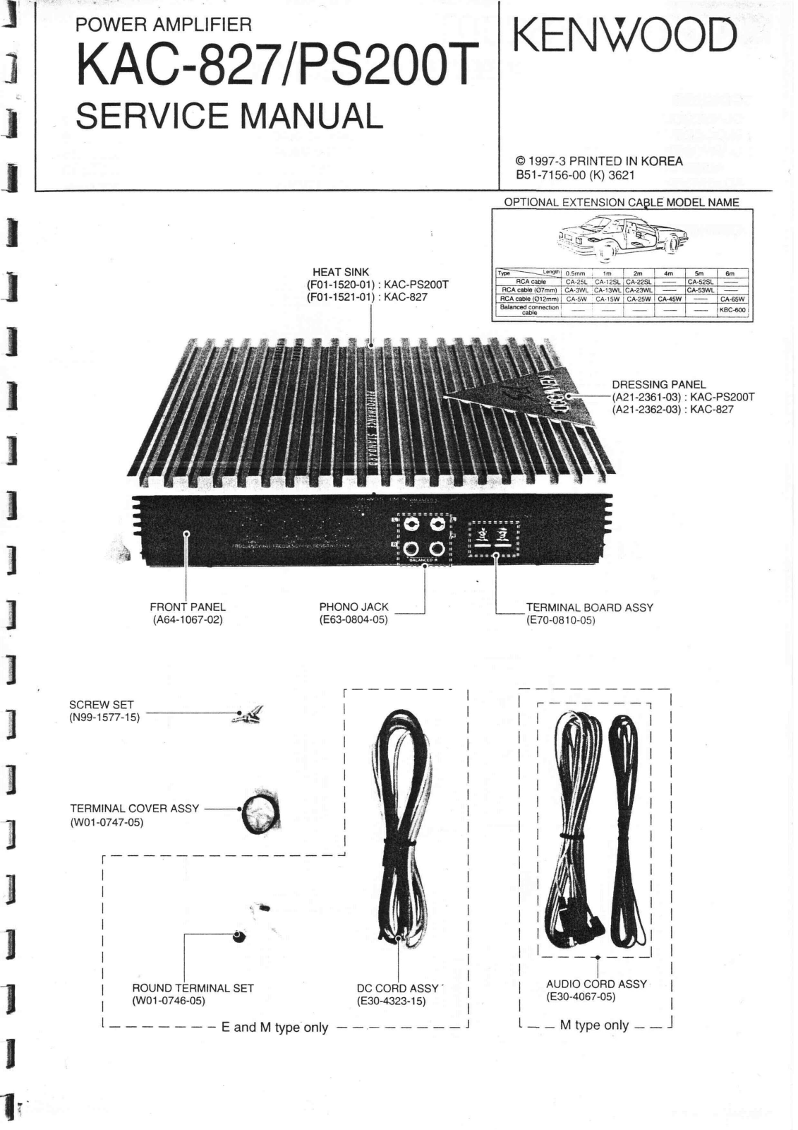 Kenwood KAC-827, KACPS-200-T Service manual