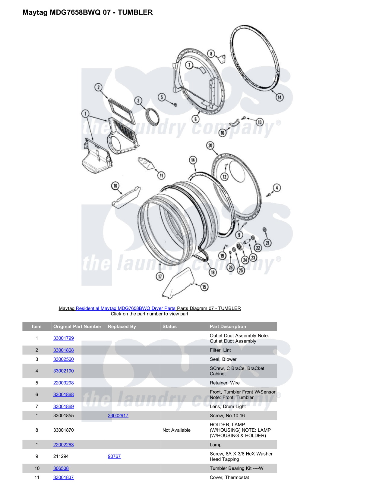 Maytag MDG7658BWQ Parts Diagram