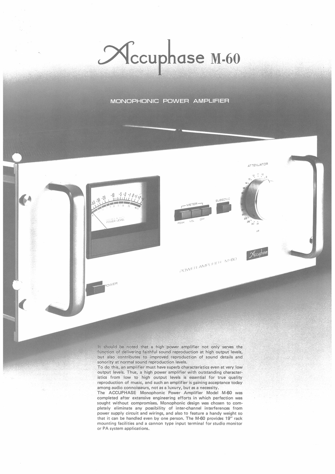 Accuphase M-60 Brochure