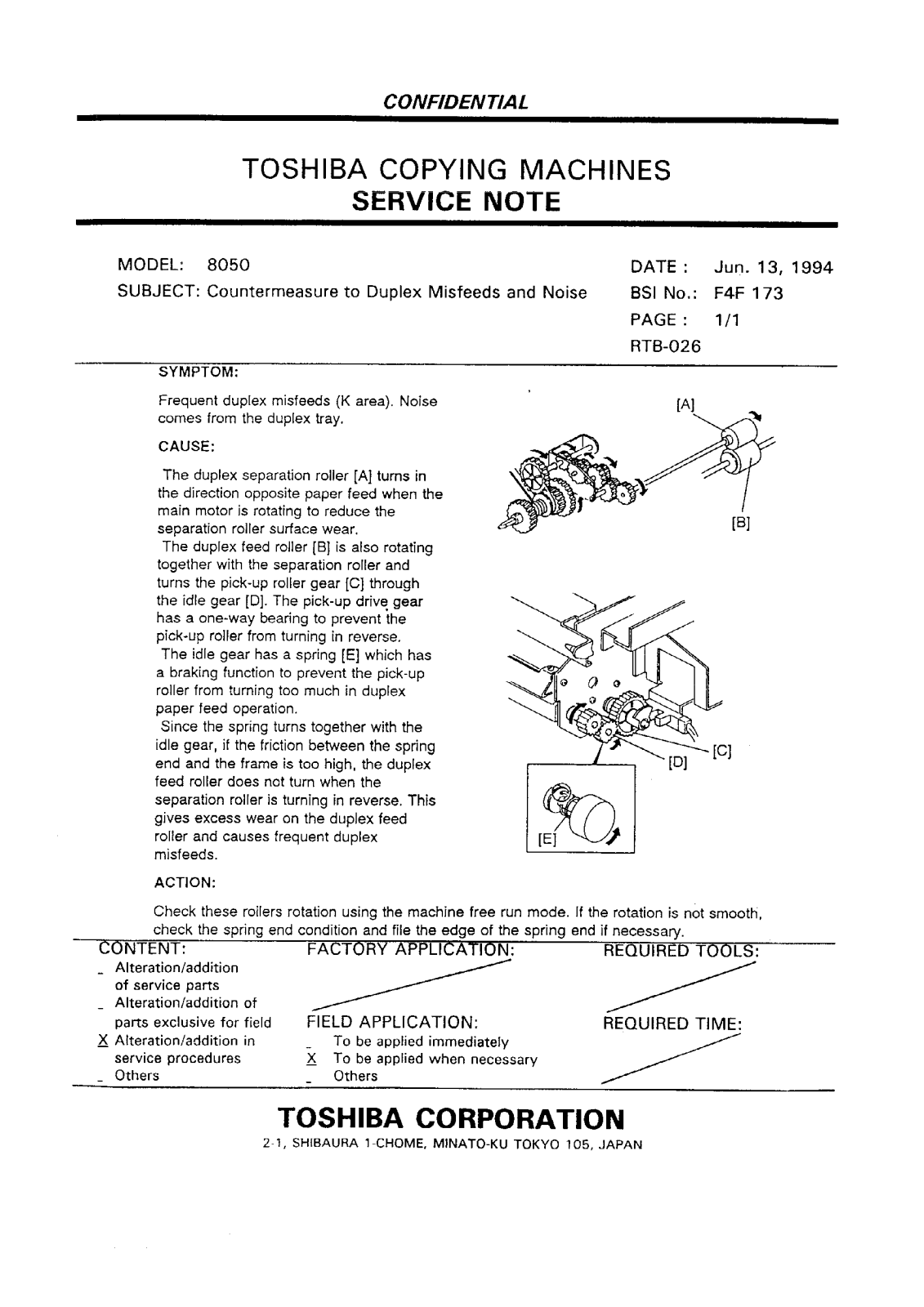 Toshiba f4f173 Service Note