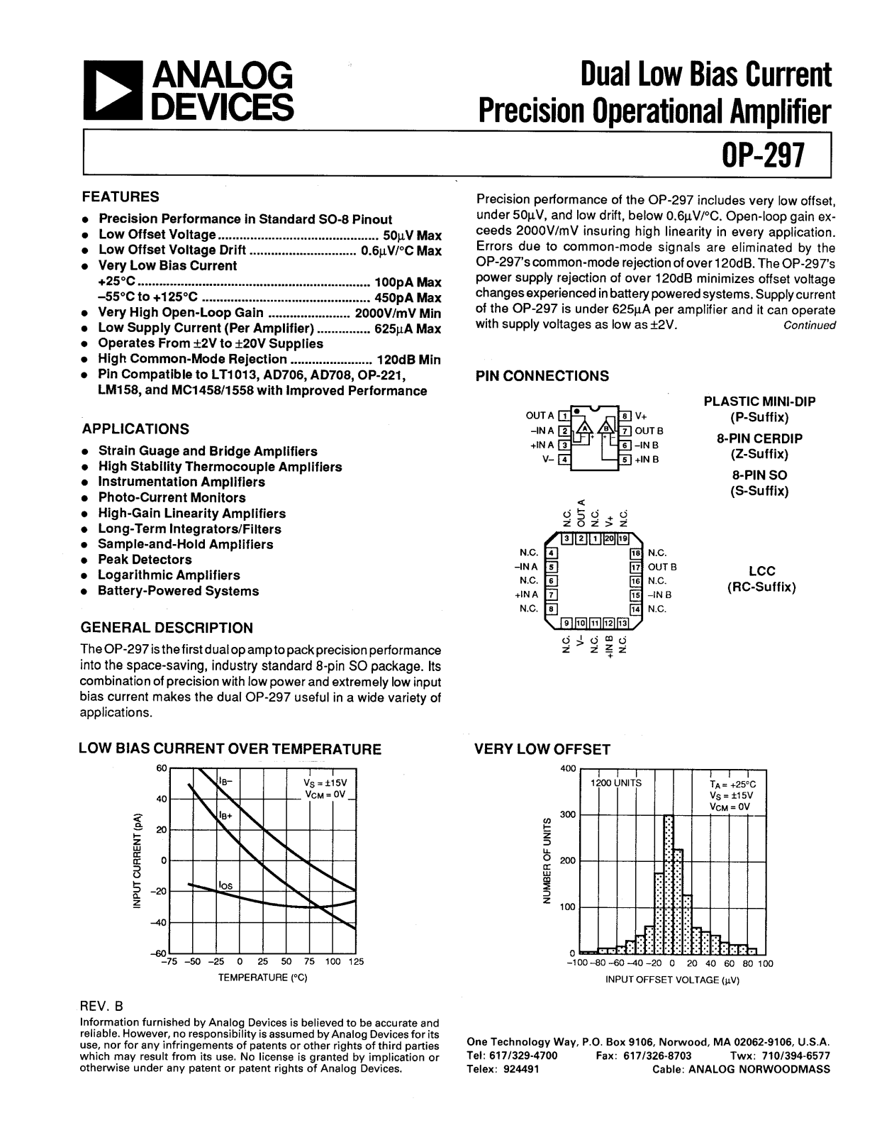 Analog Devices OP297 Datasheet