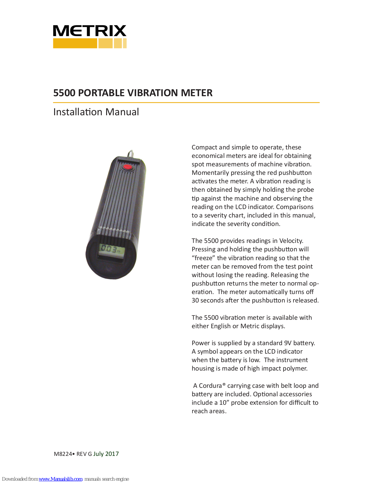 Metrix 5500 Installation Manual