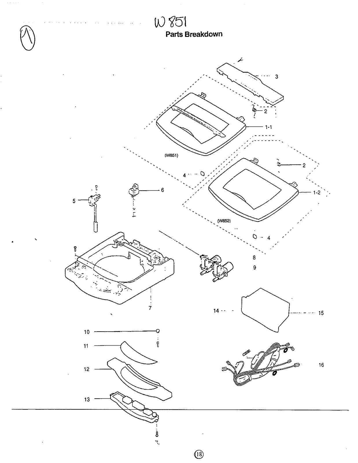 Avanti W851 Parts List