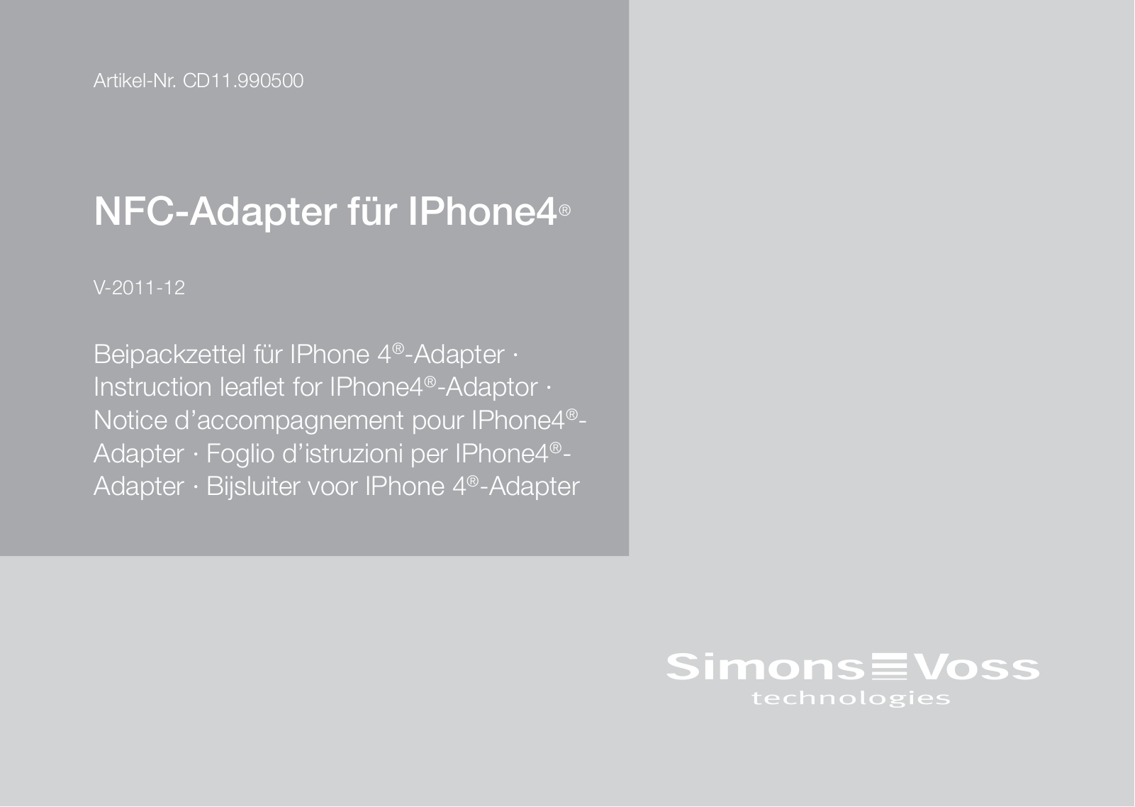 Simons Voss Technologies IPhone4-Adaptor Instruction Leaflet