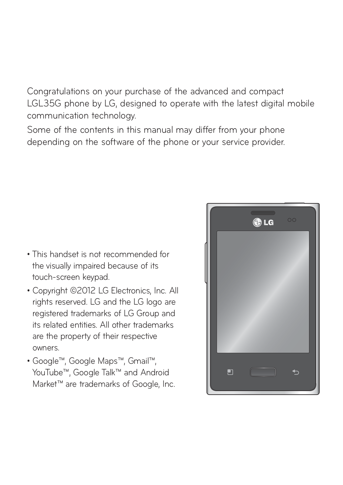 LG L35G Users manual