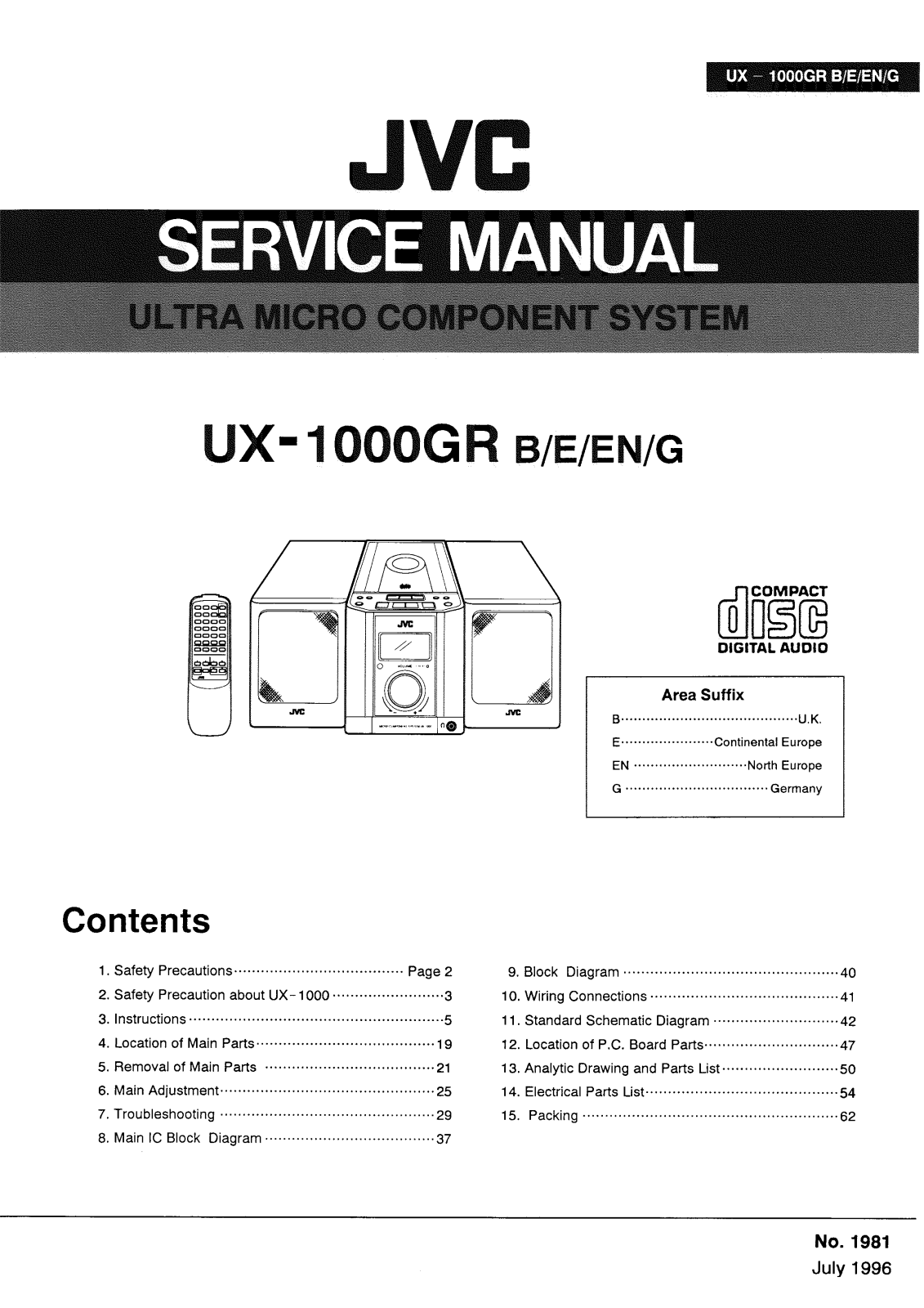 JVC UX-1000-GR Service manual