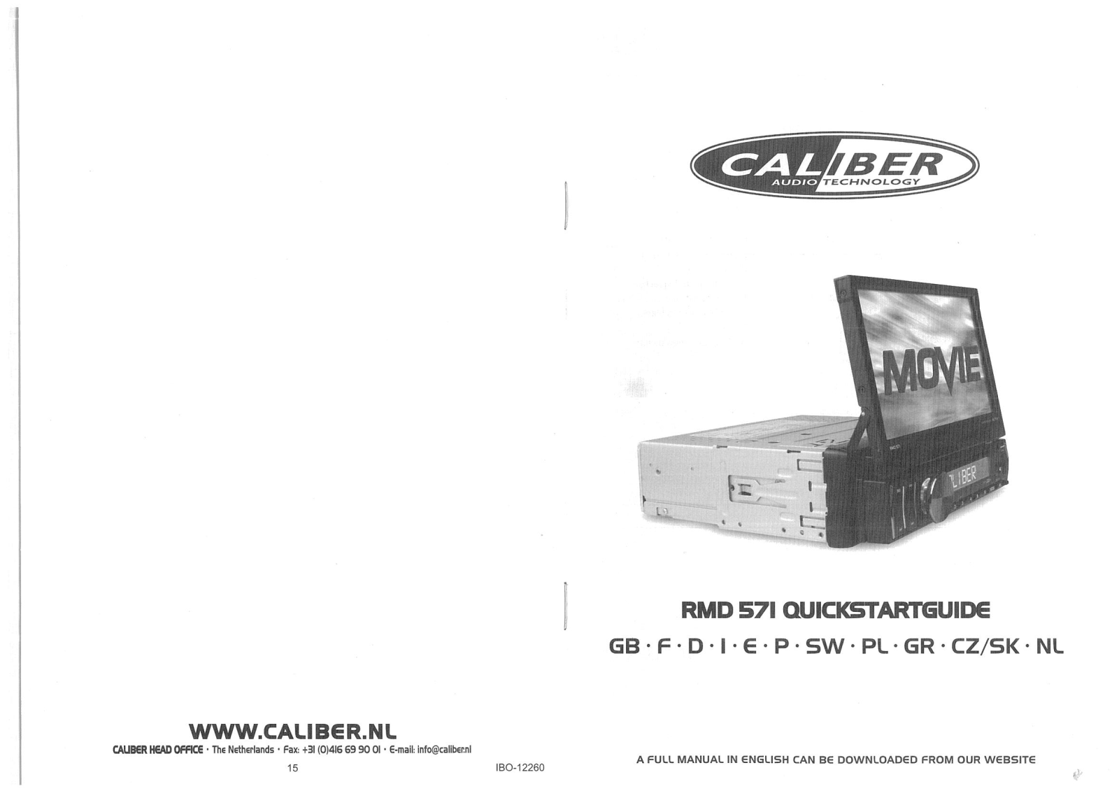 Caliber Audio Technology RMD-571 Quick Start Guide