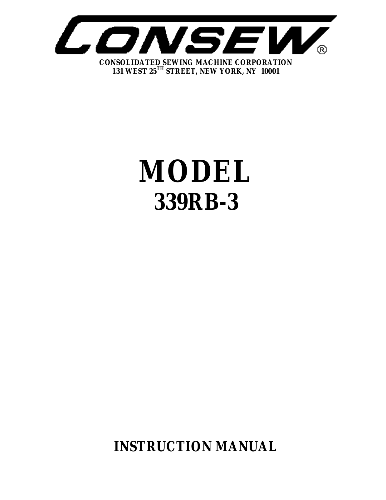 Consew 339RB-4 Instruction Manual