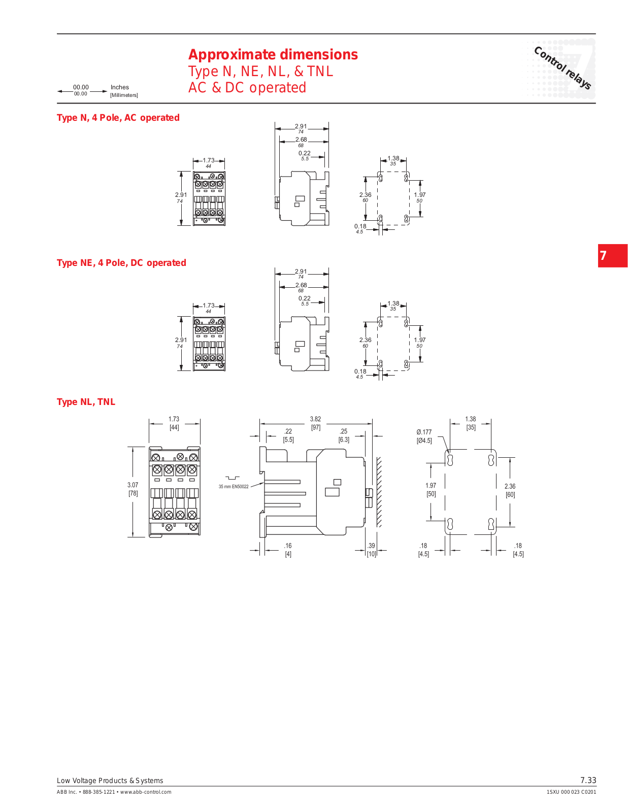 ABB Control relays Dimensional Sheet