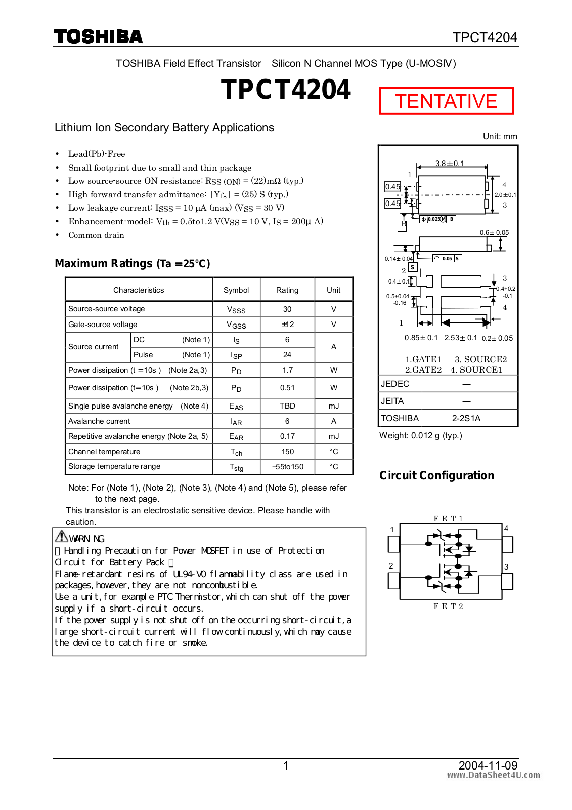 Toshiba TPCT4204 Service Manual