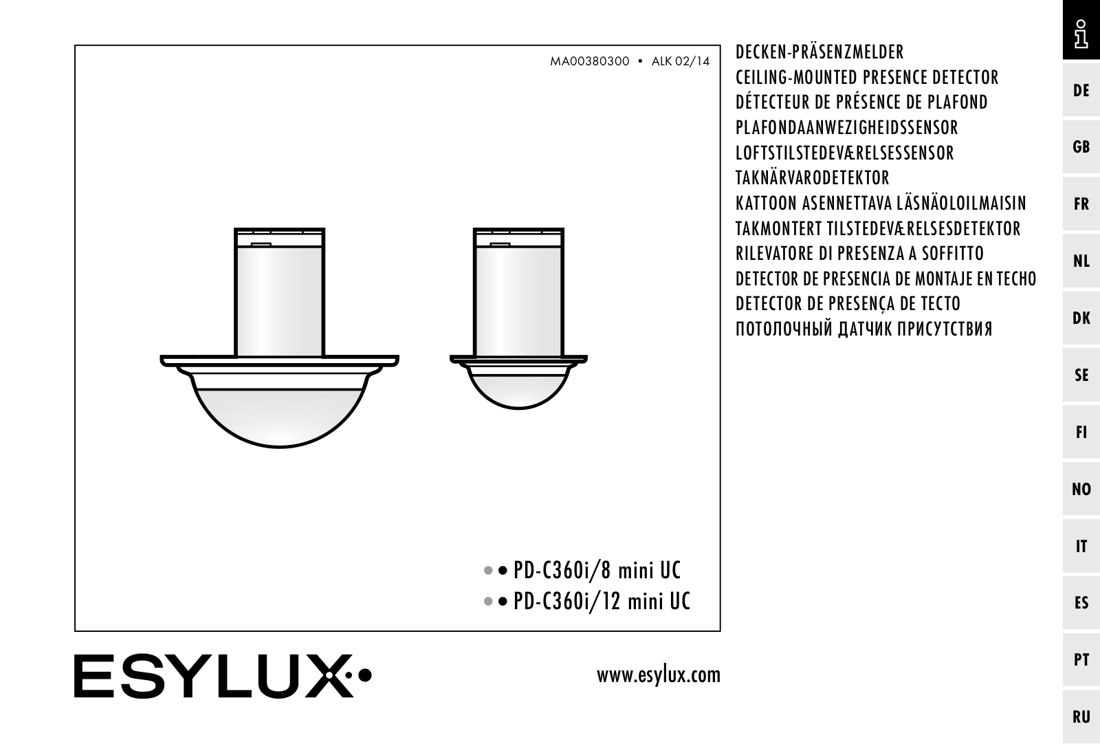 ESYLUX PD-C360i/12 mini UC, PD-C360i/8 mini UC User Manual