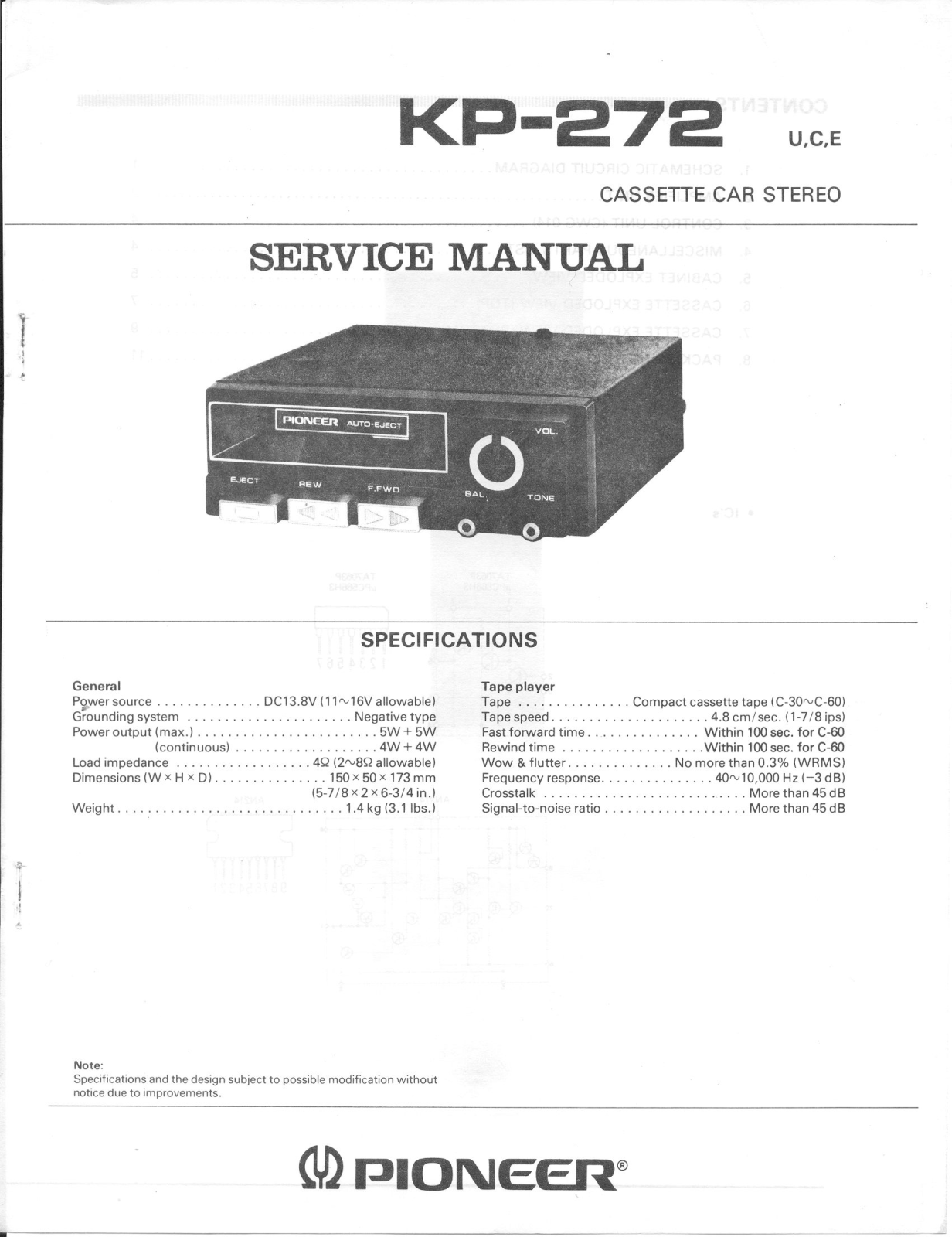 Pioneer KP-272 Service Manual