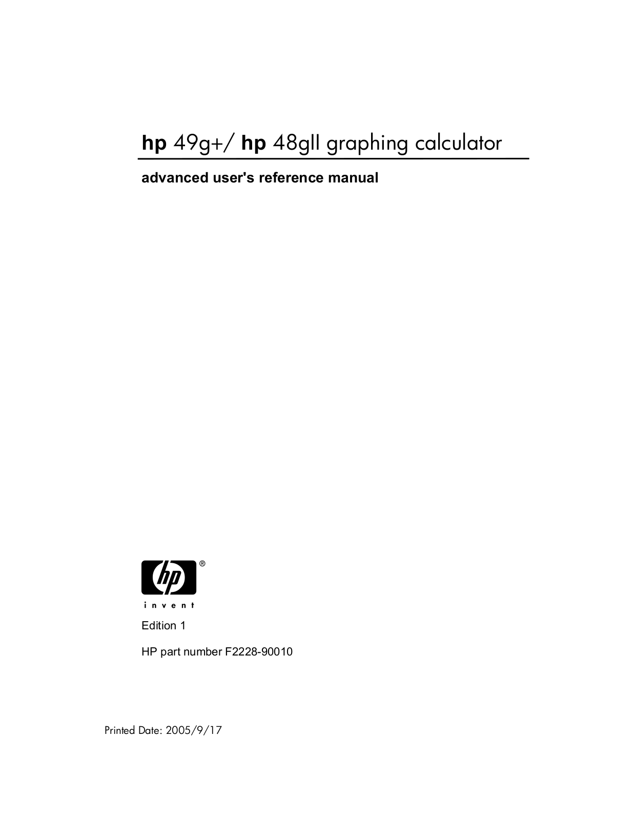 HP 49G+ User Manual