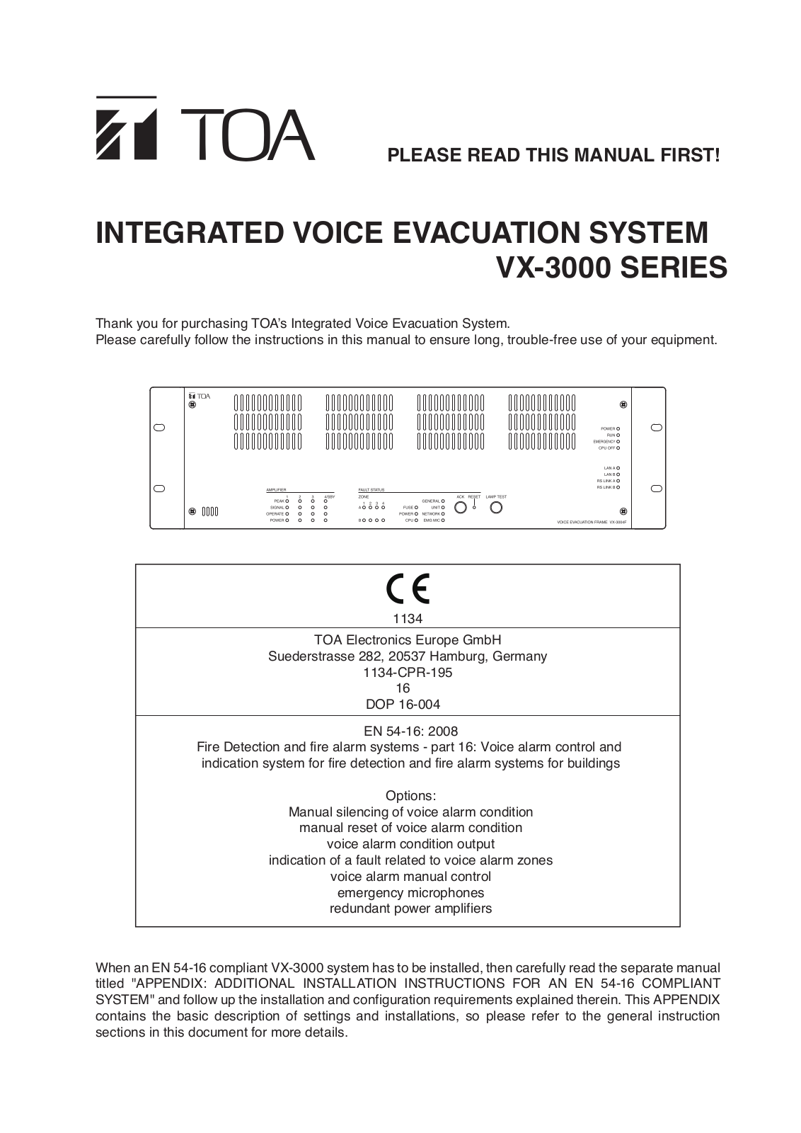 Toa VX-3000 series User Manual