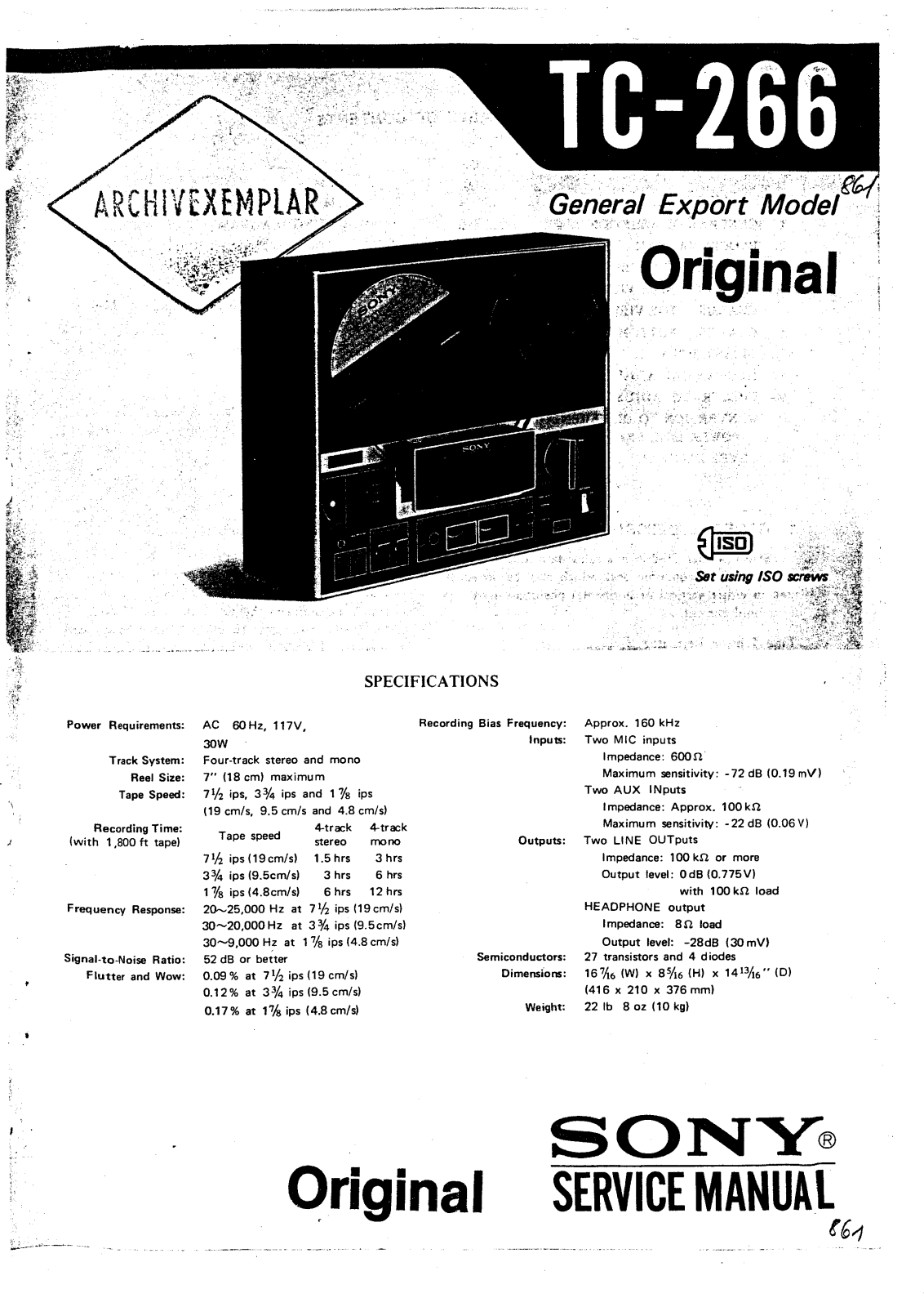 Sony TC-266 Service manual