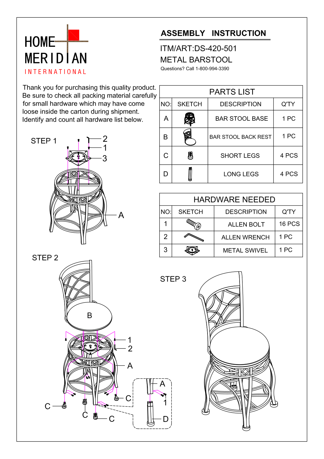 HomeFare DS420501 Assembly Guide - ManualMachine.com