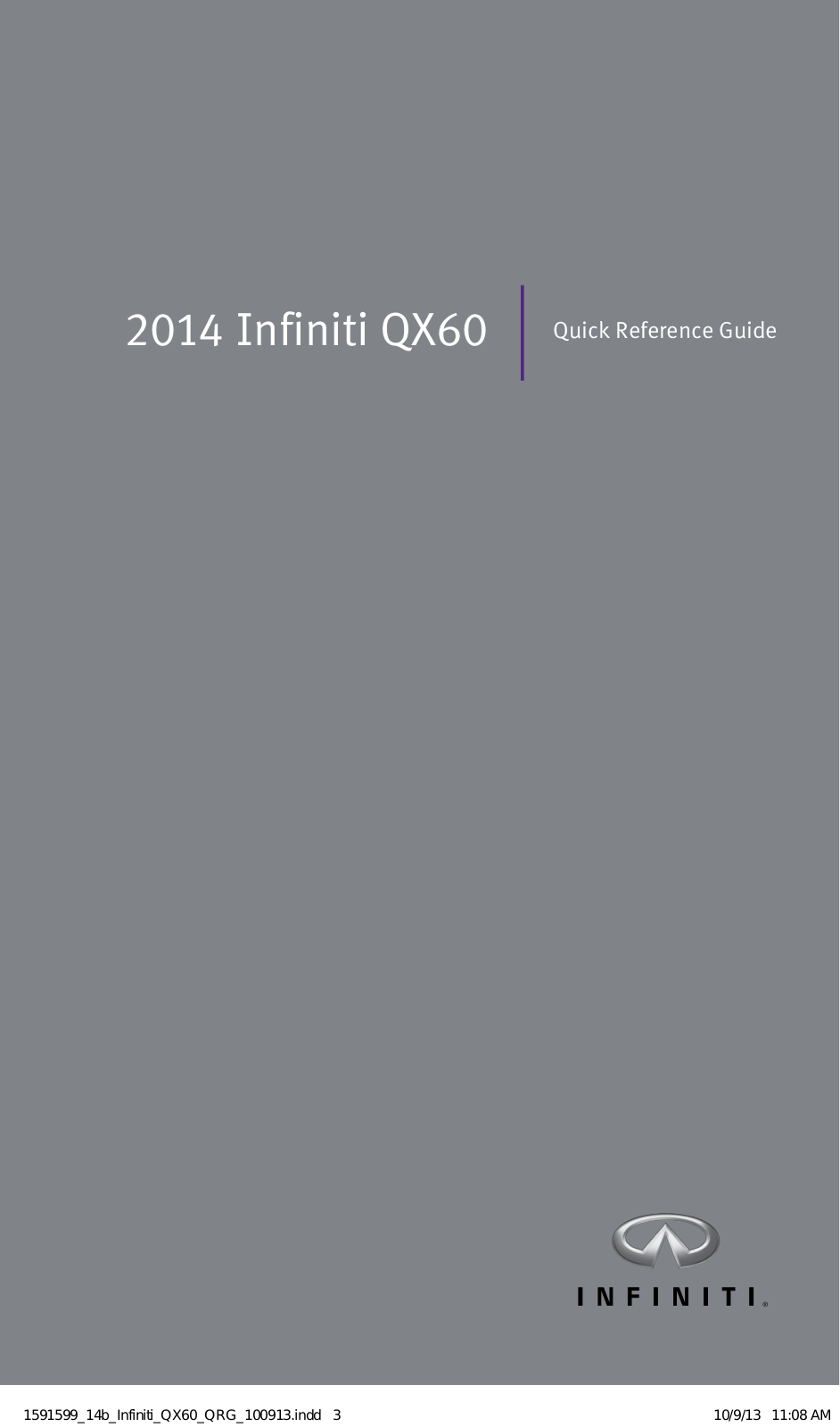 Infiniti QX60 Quick Reference Guide