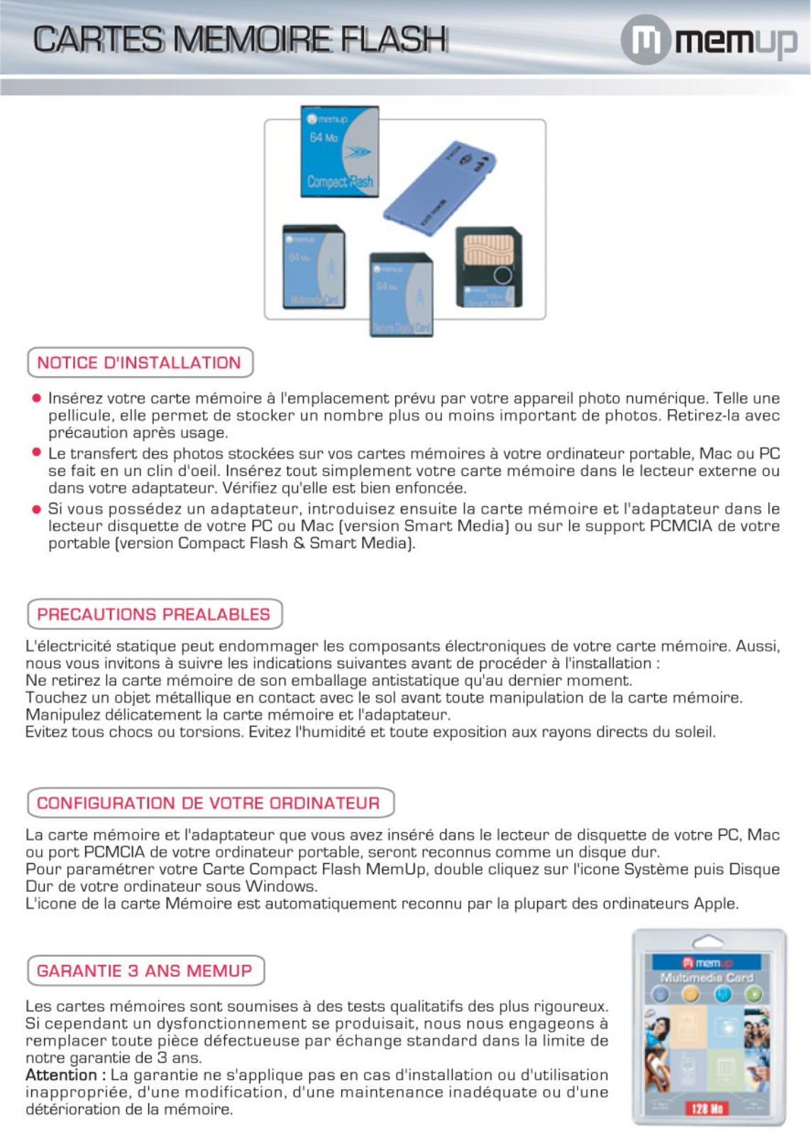 MEMUP CARTES FLASH User Manual