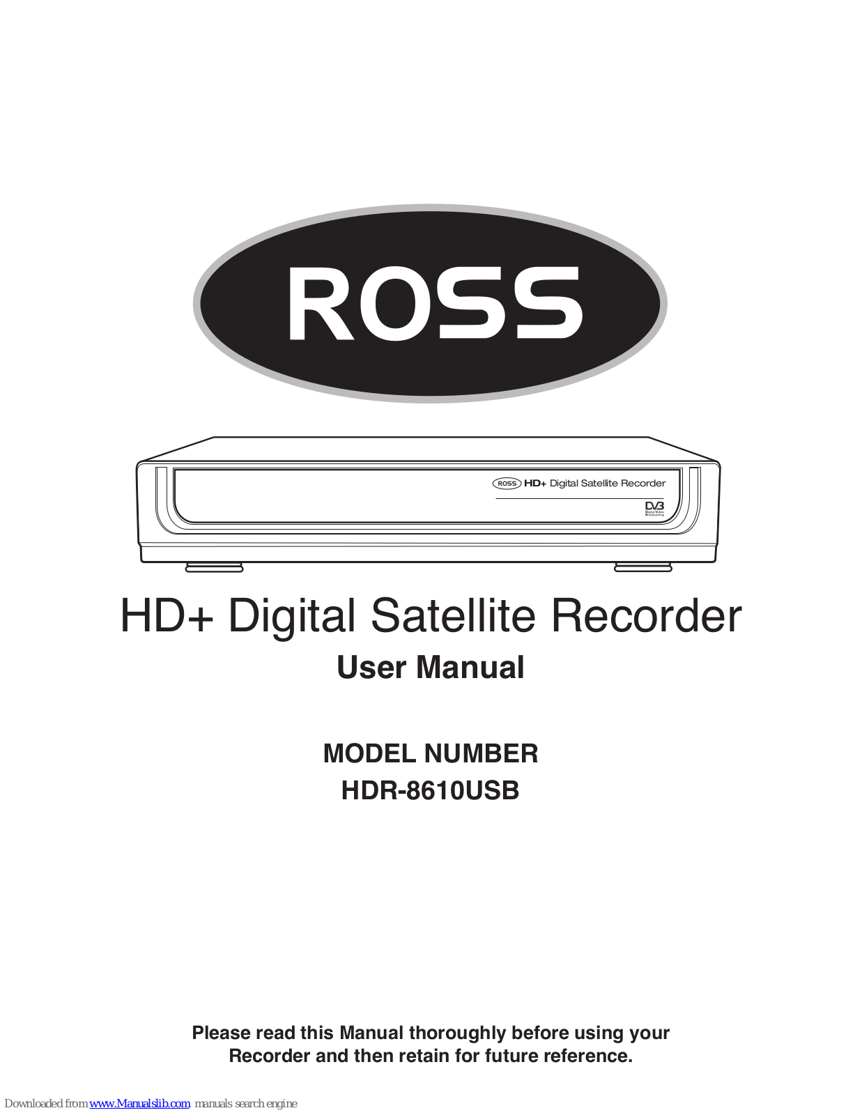 Ross HDR-8610USB User Manual