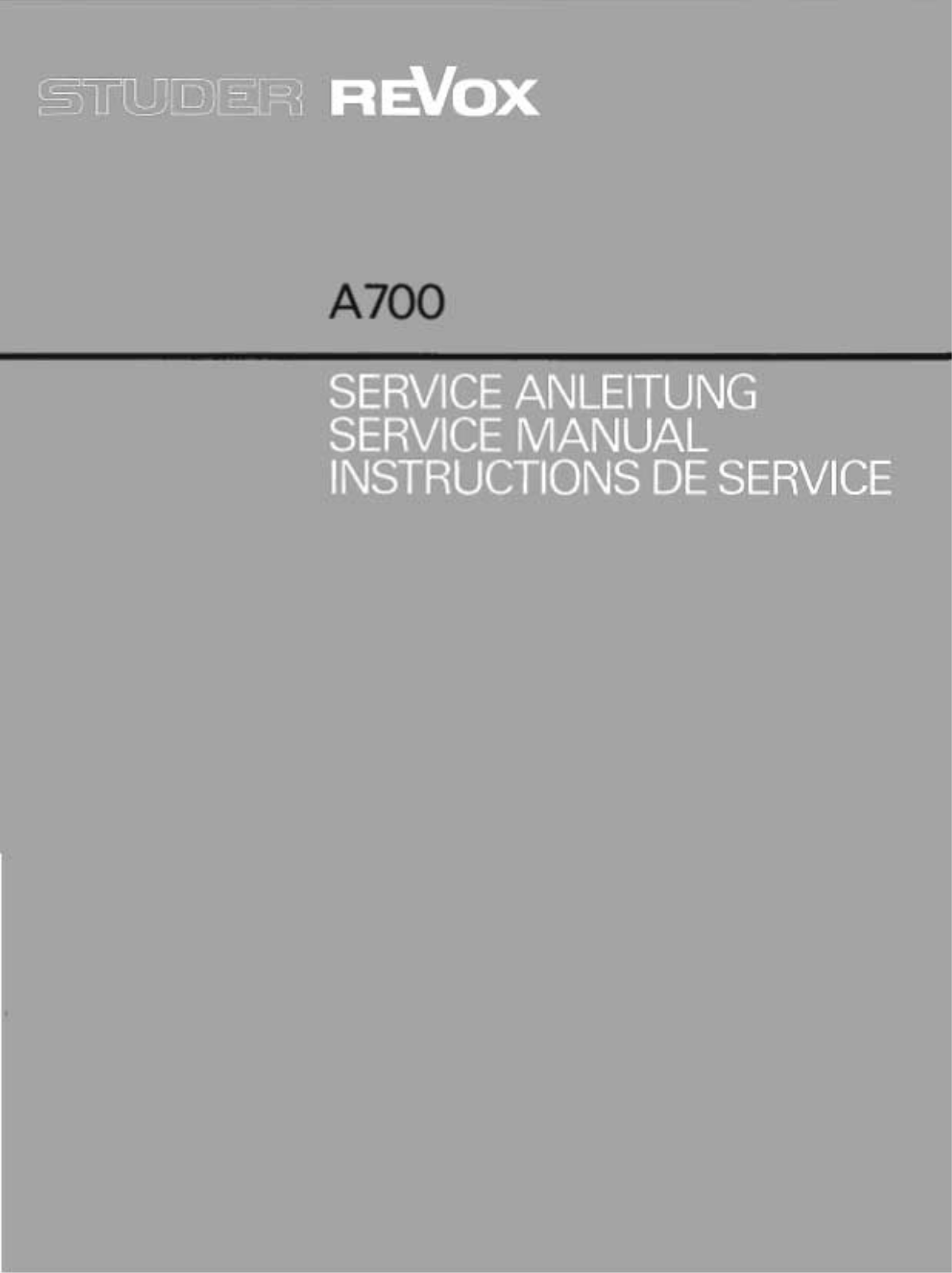 Revox A-700 Service Manual