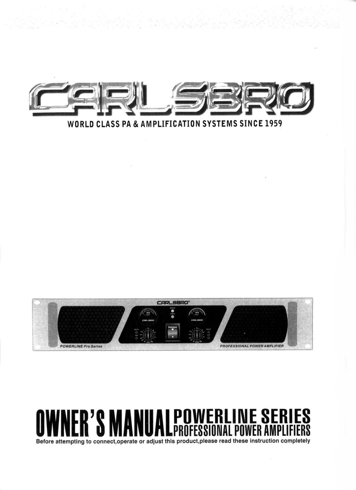 Carlsbro POWERLINE 1200, POWERLINE 2000, POWERLINE 3000 User Manual