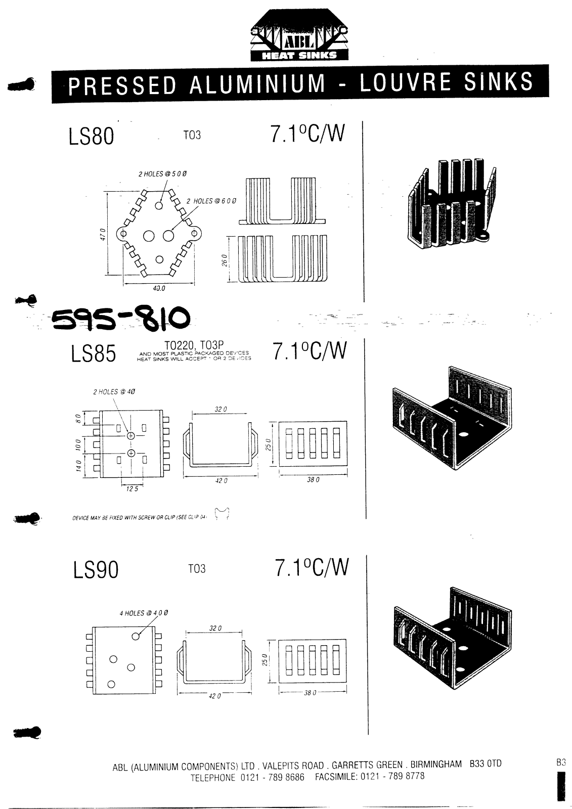 ABL HEAT SINKS LS80, LS85, LS90 Service Manual