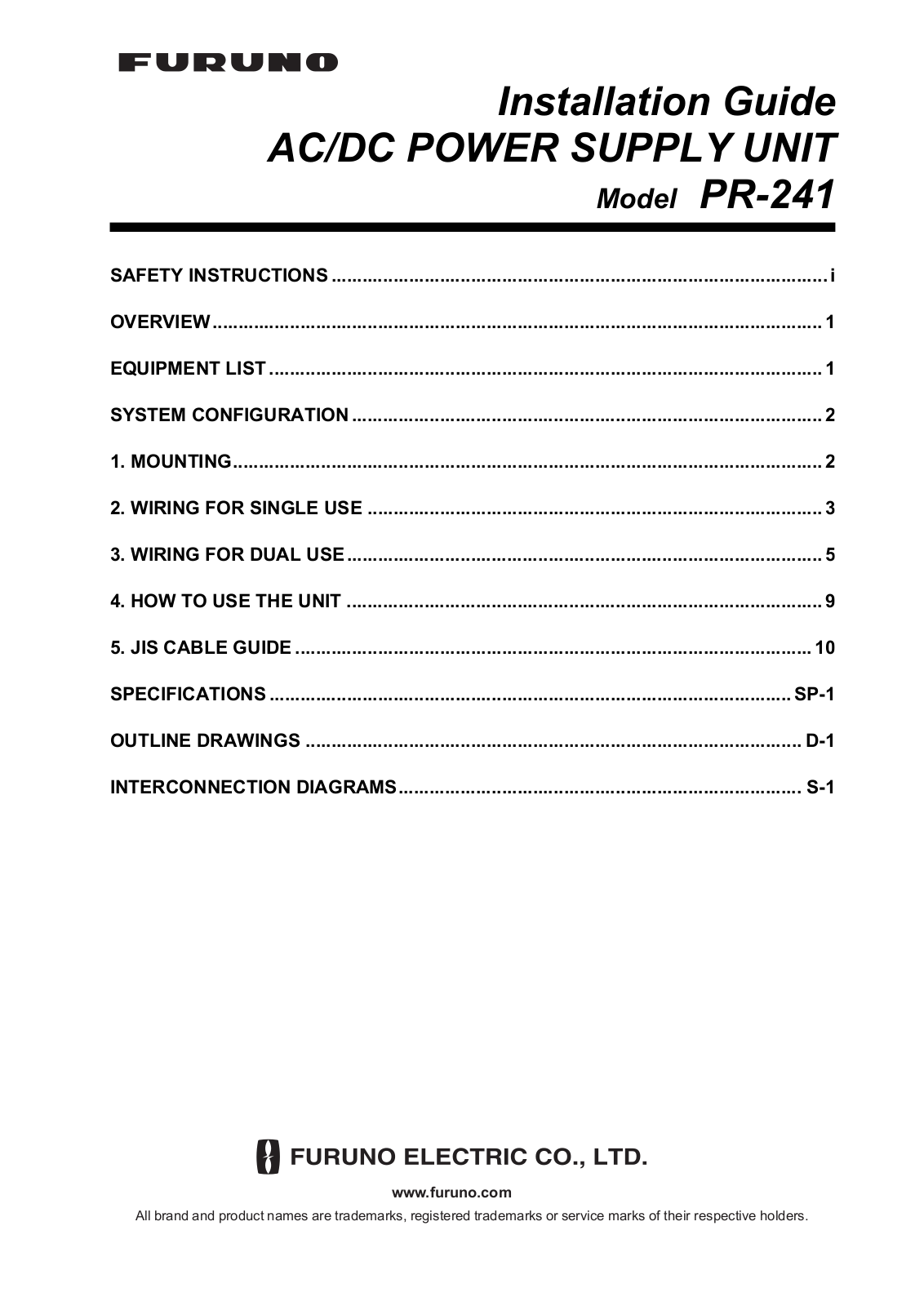 Furuno PR241 Installation Guide - ManualMachine.com
