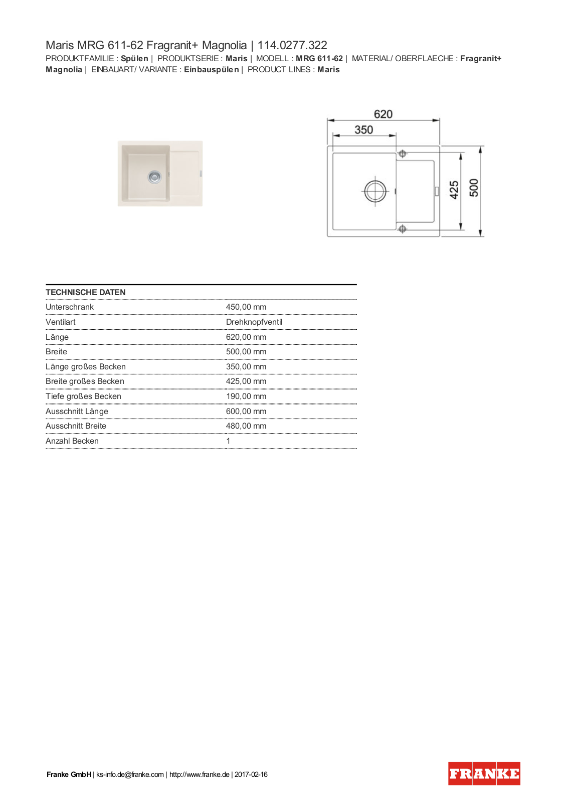 Franke 114.0277.322 Service Manual