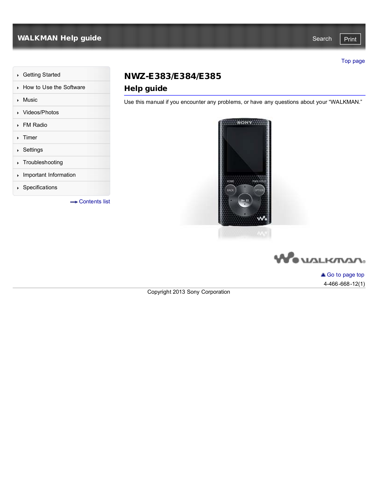 Sony NWZ-E384, NWZ-E383 Help Guide