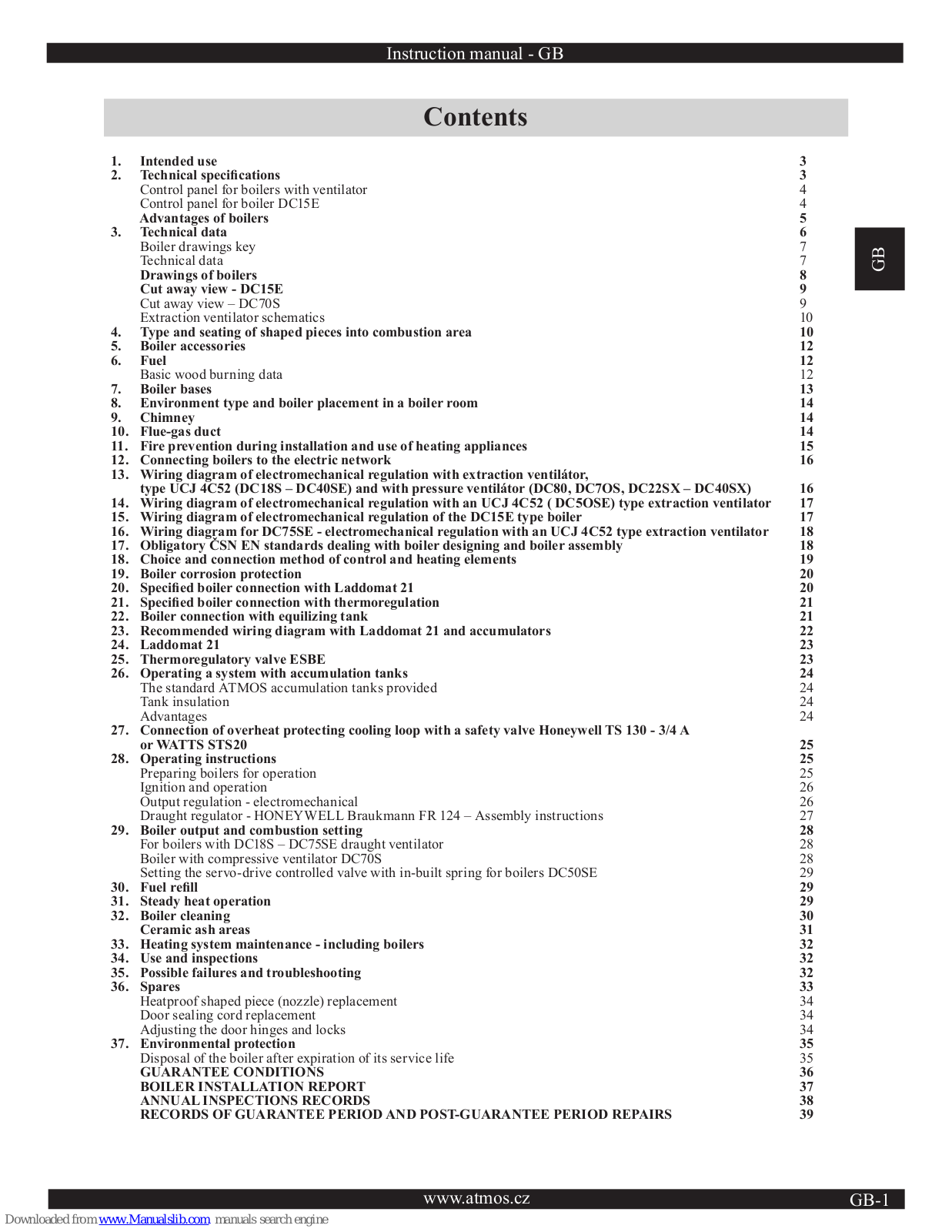 Atmos C15E, DC18S, DC22S, DC22SX, DC25S Instruction Manual