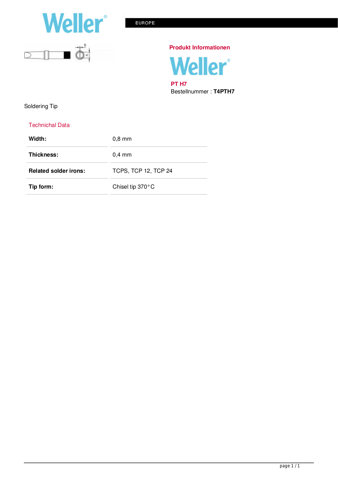 Datasheet T4PTH7 Specification - ManualMachine.com