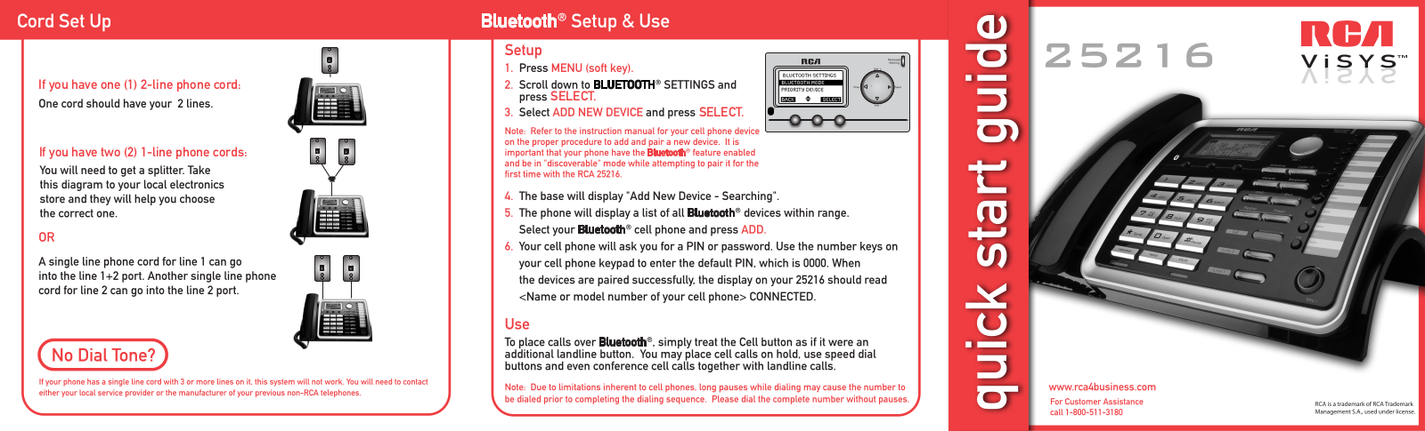 RCA 25216 Quick Start Guide