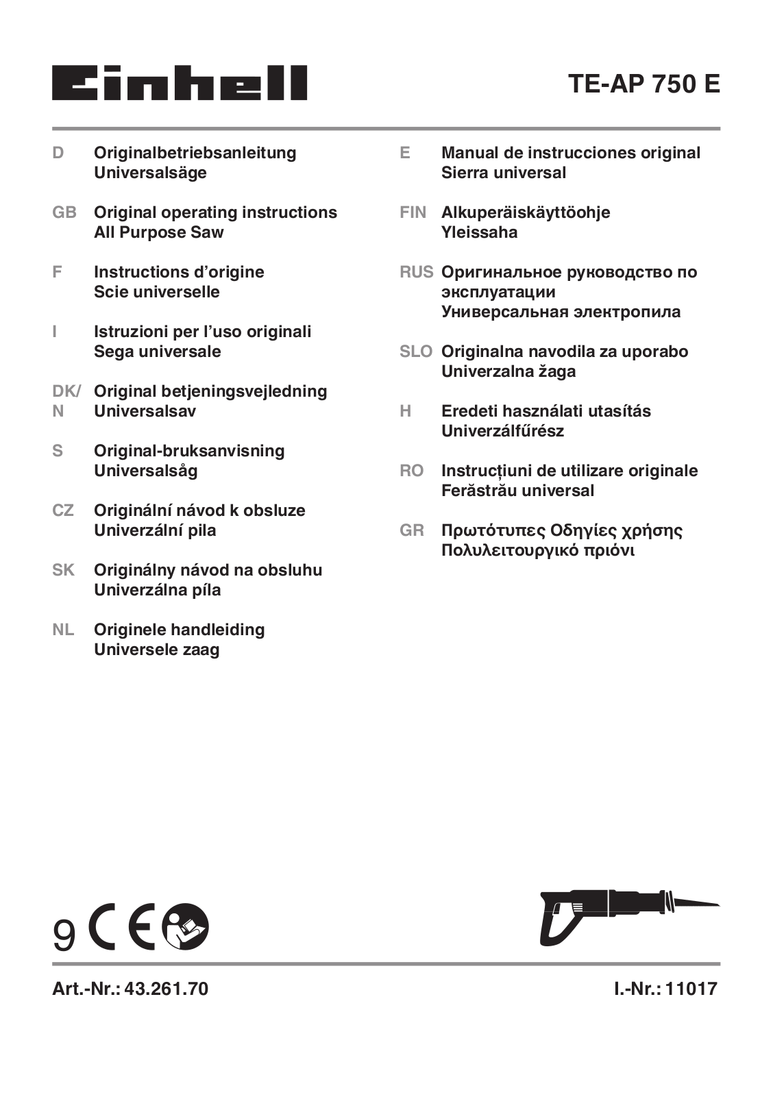 Einhell TE-AP 750 E operation manual