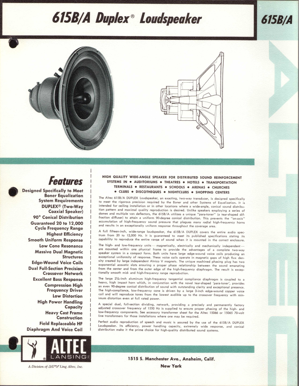 Altec lansing 615B, 615A User Manual