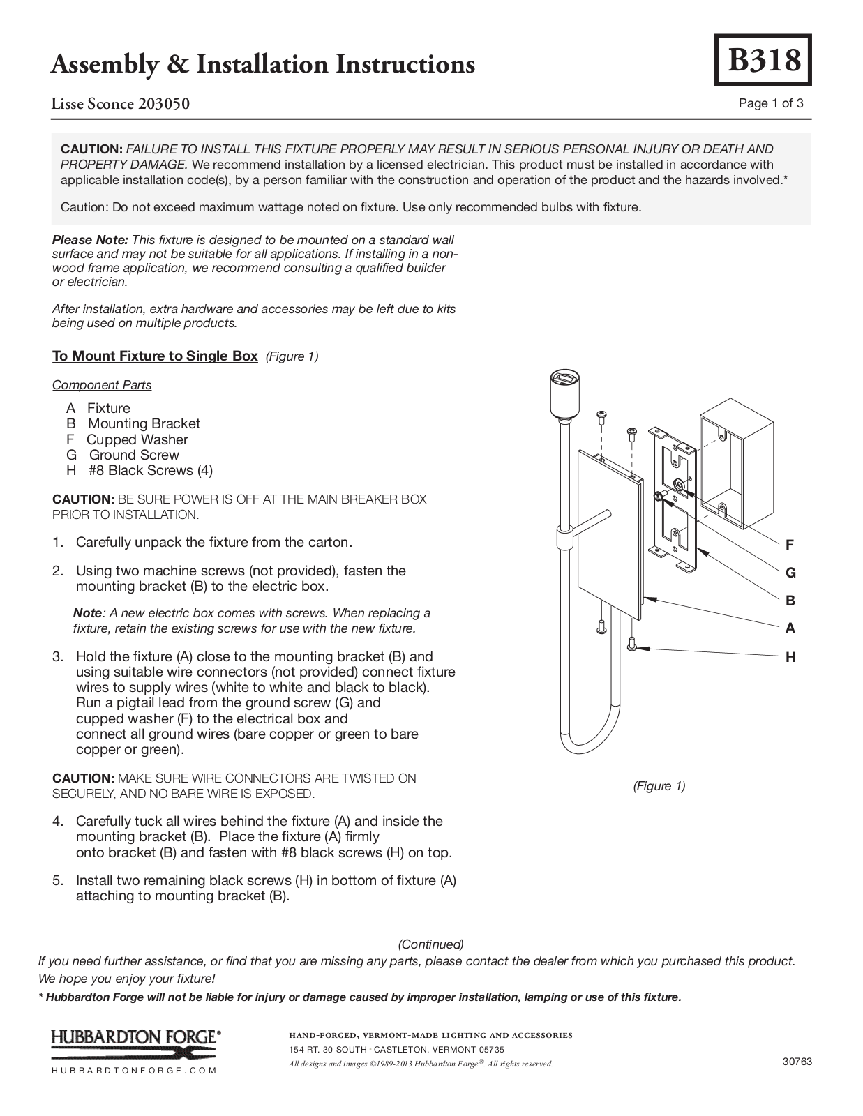 Hubbardton Forge 203050 User Manual