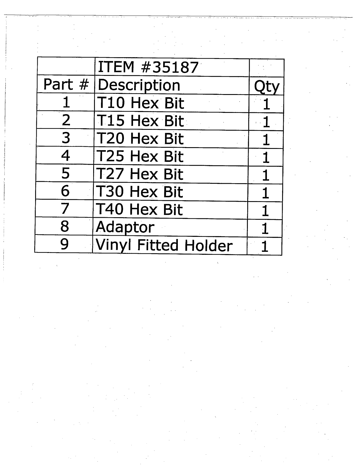 Harbor Freight Tools 35187 Product manual