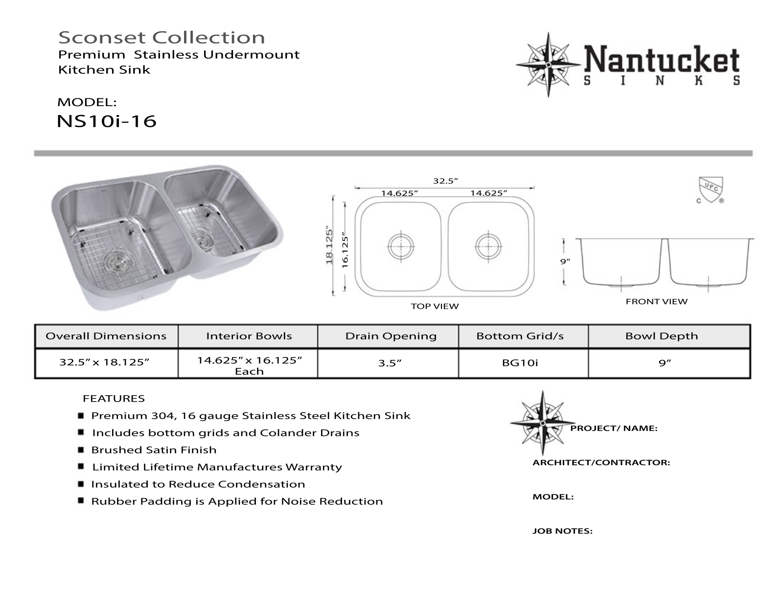 Nantucket NS10I16 Specifications