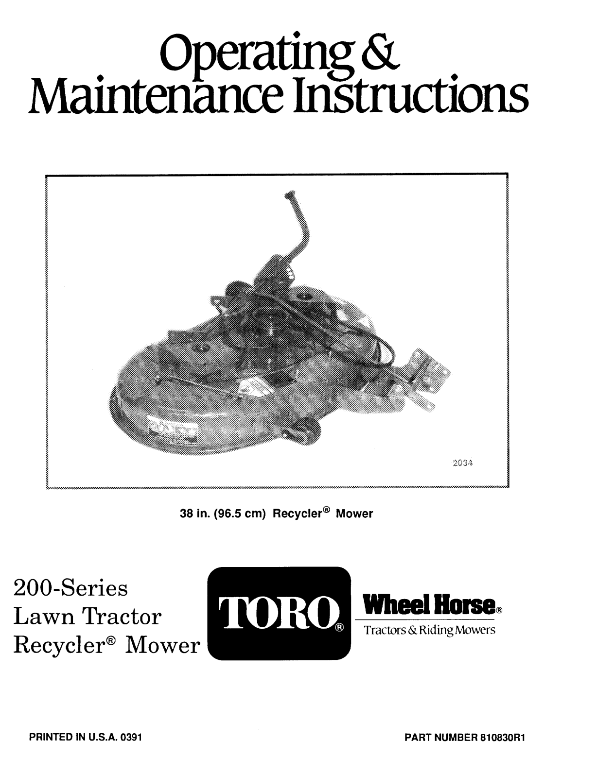 Toro R5-38SL01 Operator's Manual