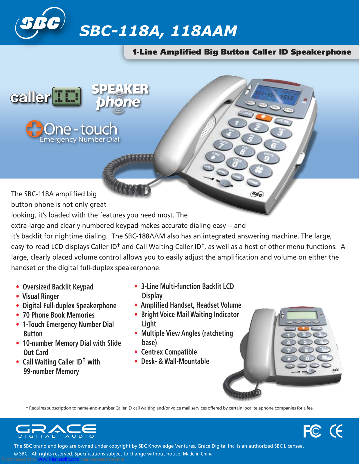 SBC SBC-118A, SBC-118AAM Brochure - ManualMachine.com