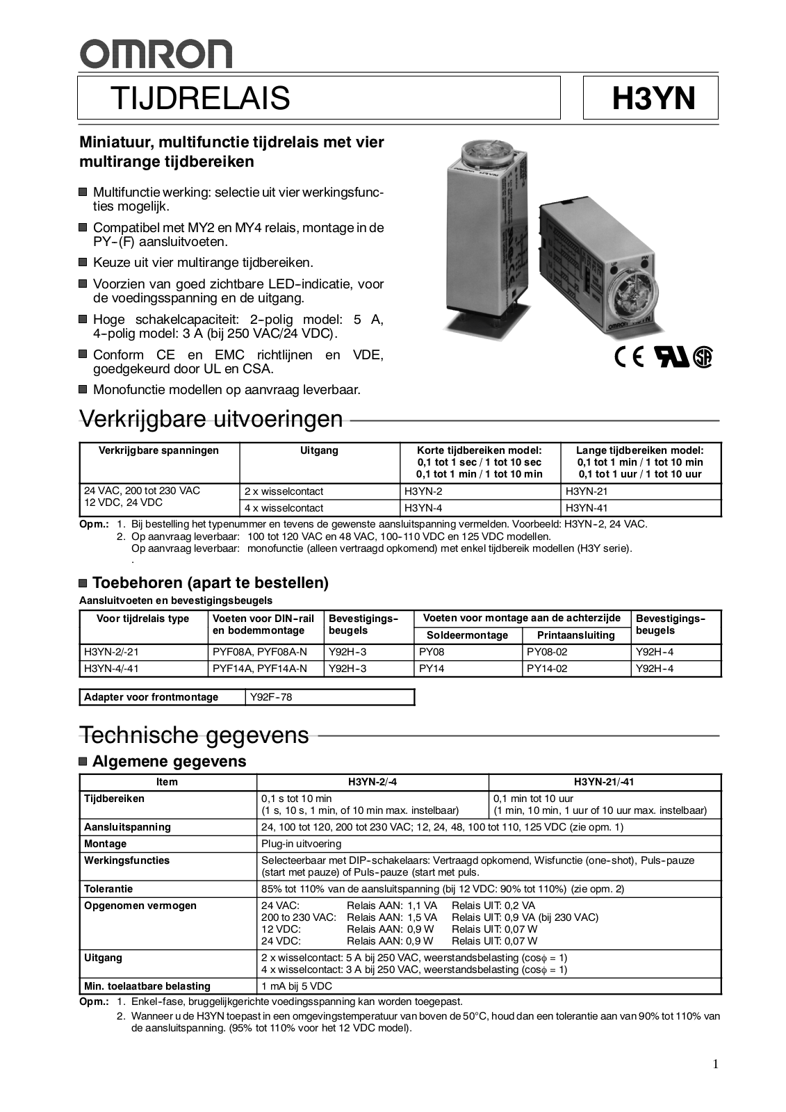 Omron H3YN DATASHEET