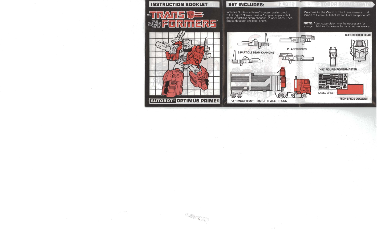 Hasbro TRANSFORMERS AUTOBOT OPTIMUS PRIME User Manual