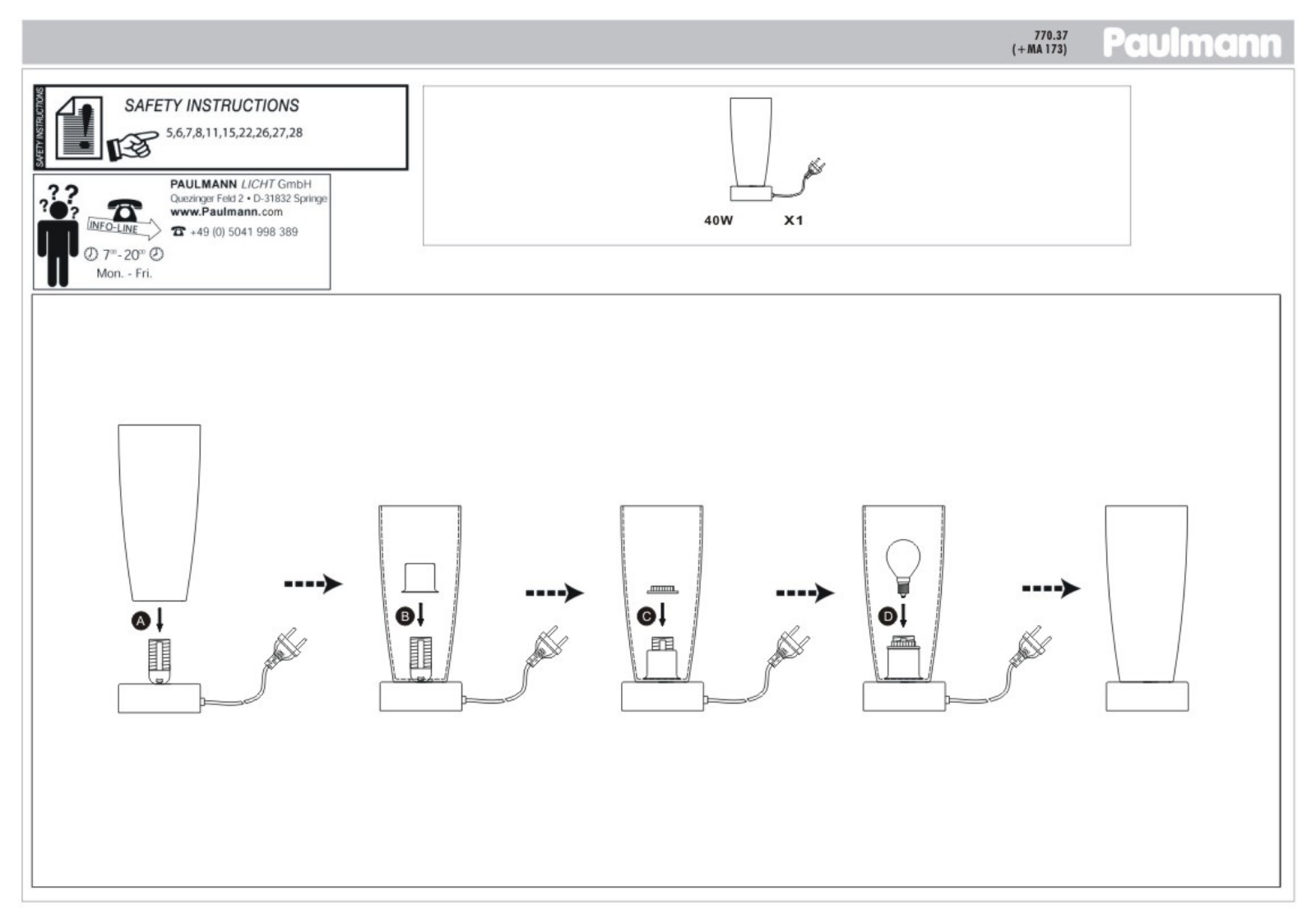 Paulmann 77037 Safety instructions - ManualMachine.com