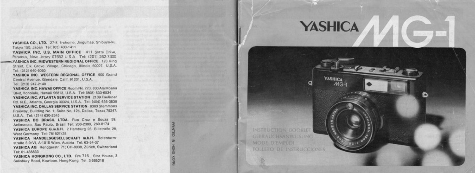 Yashica MG-1 Operating Instructions