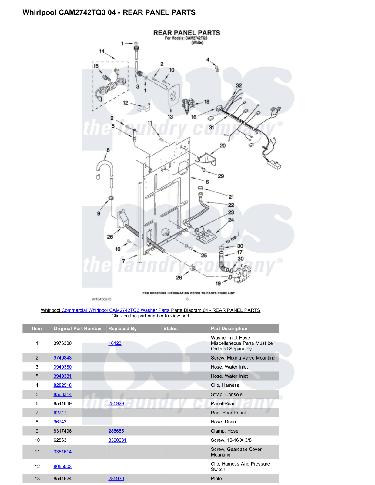 Whirlpool CAM2742TQ3 Parts Diagram