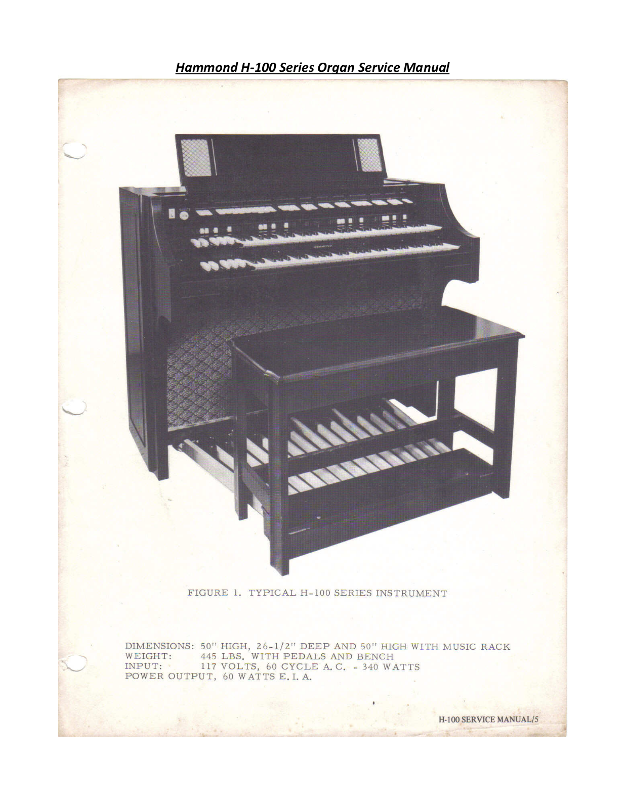 Hammond H-100 Service Manual